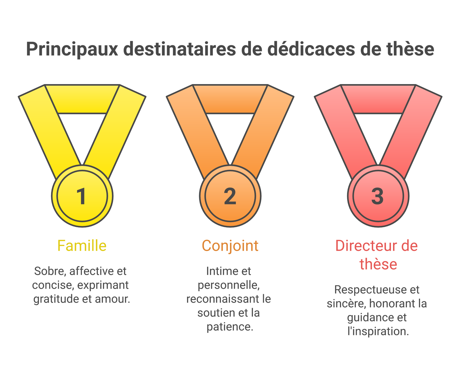 Les 5 types de dédicaces de thèse selon le destinataire : famille, conjoint, directeur, mentor, universelle