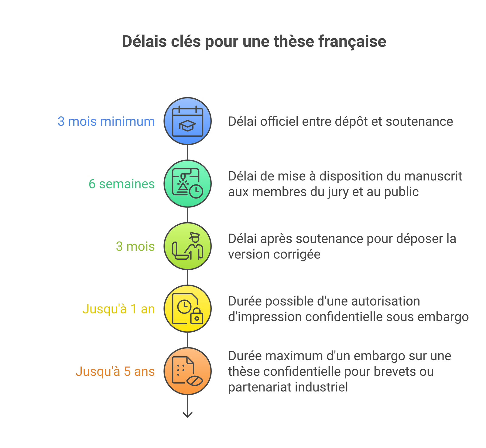 Les délais légaux entre le dépôt du manuscrit et la soutenance d'une thèse de doctorat en France